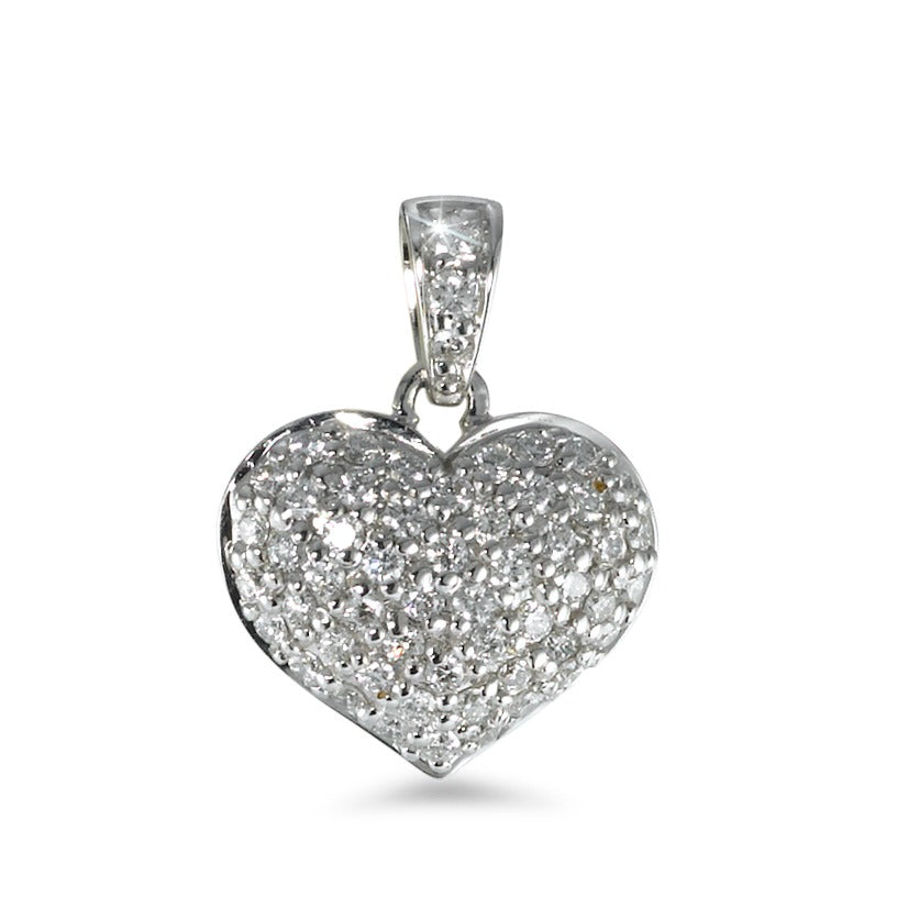 Medál 750/18 K fehér arany Gyémánt 0.42 ct, 54 Kövek, w-si Szív