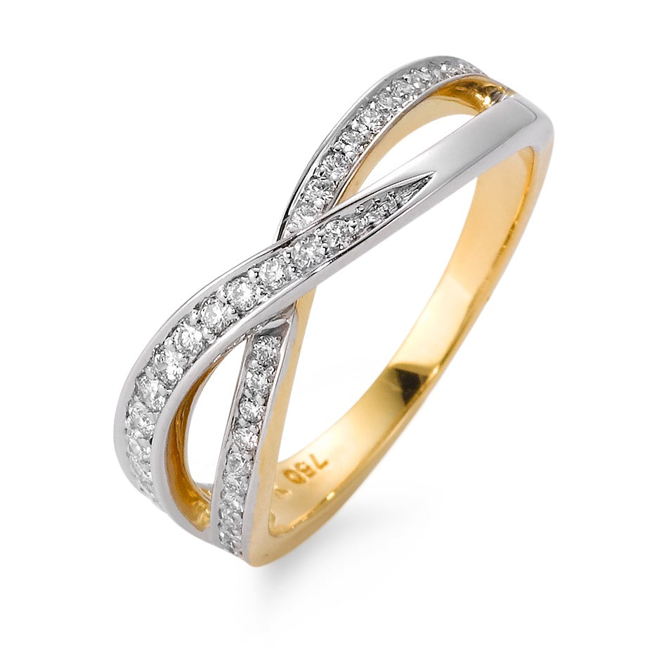 Gyűrű 750/18 K sárga arany, 750/18 K fehér arany Gyémánt 0.25 ct, 38 Kövek, w-si