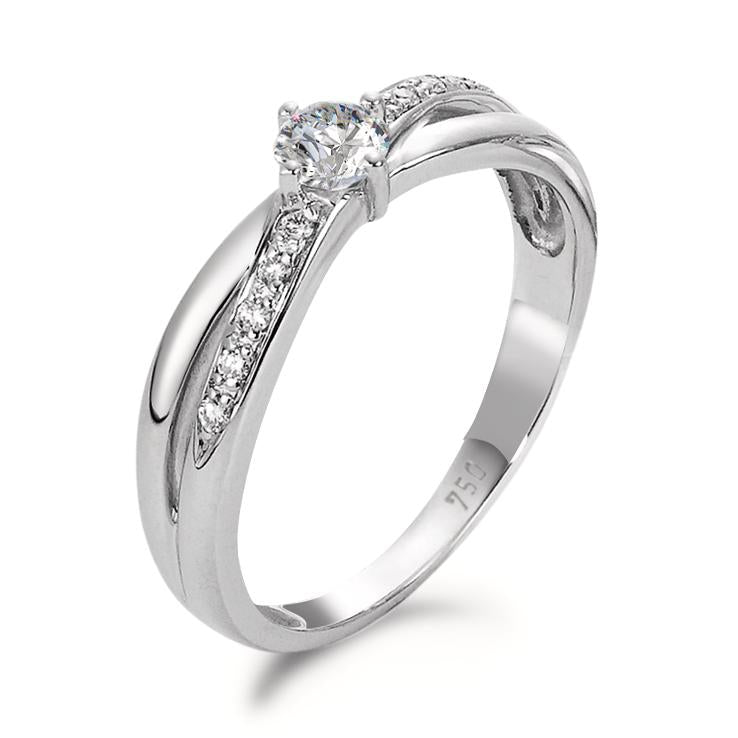 Gyűrű 750/18 K fehér arany Gyémánt 0.32 ct, 11 Kövek, w-si