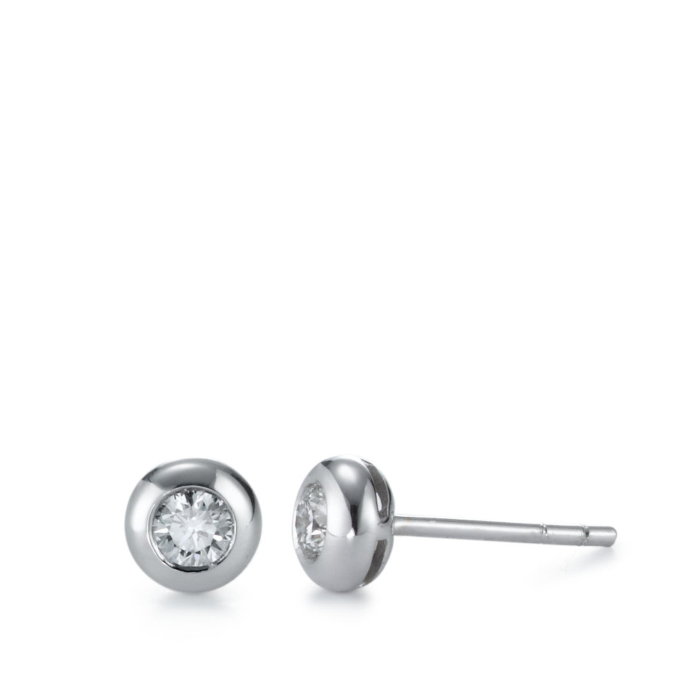 Fülbevaló 750/18 K fehér arany Gyémánt 0.25 ct, 2 Kövek, w-si Ø5.5 mm