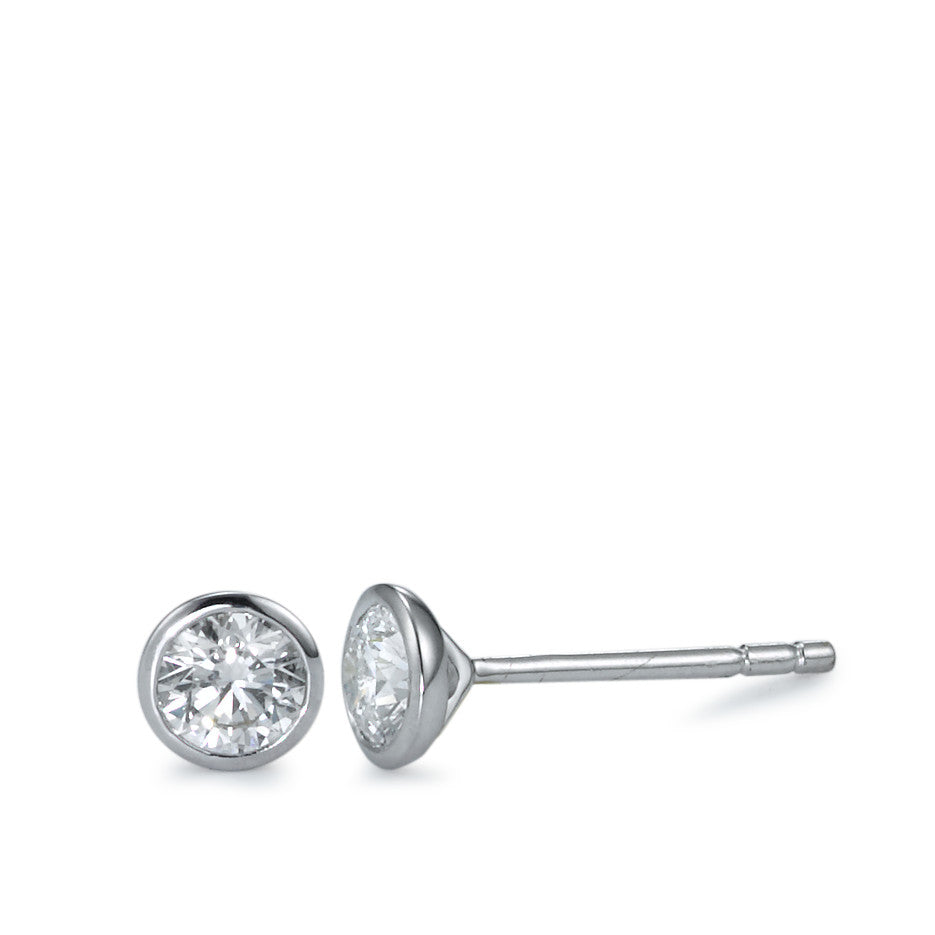 Fülbevaló 750/18 K fehér arany Gyémánt 0.40 ct, 2 Kövek, w-si Ø4.5 mm