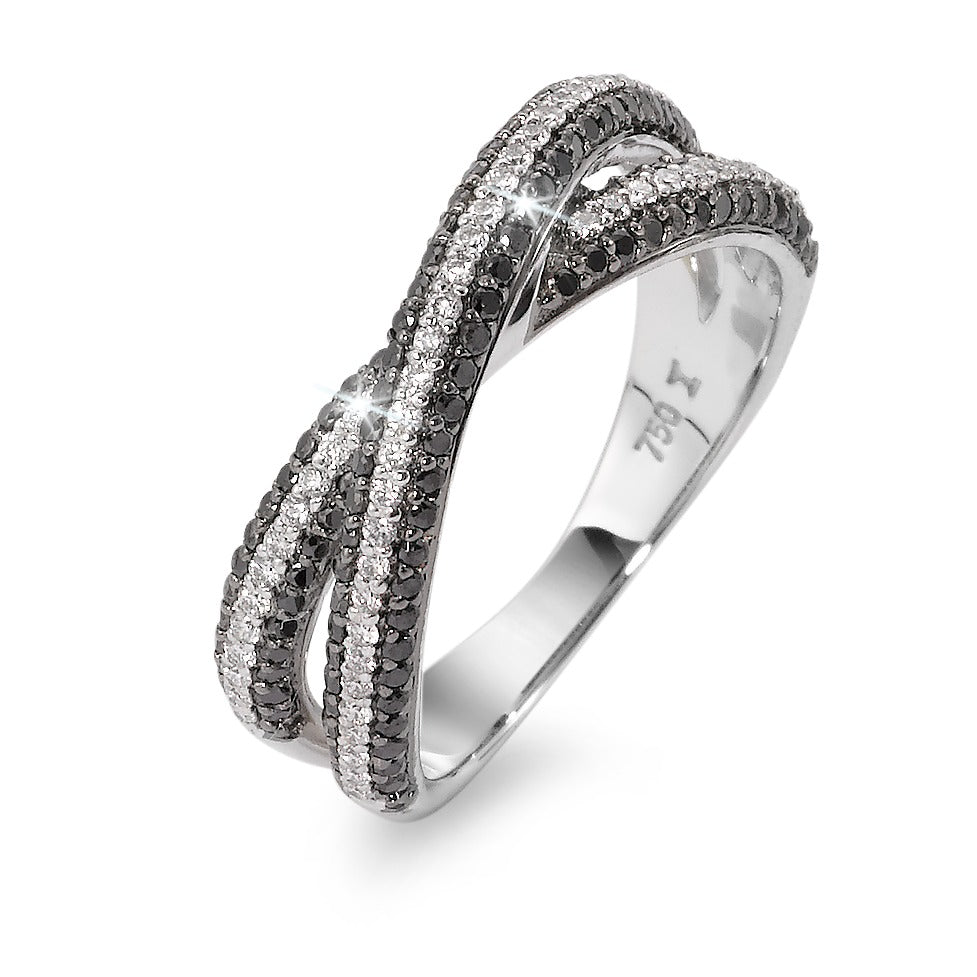 Gyűrű 750/18 K fehér arany Gyémánt Fekete, 0.23 ct, 173 Kövek, w-si