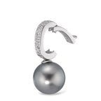 Medál 750/18 K fehér arany Gyémánt 0.20 ct, 20 Kövek, w-si Tahiti gyöngy Antracit, 12.5 mm