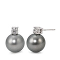 Fülbevaló 750/18 K fehér arany Gyémánt 0.46 ct, 2 Kövek, w-si Tahiti gyöngy, 2 Gyöngyök, 11 mm