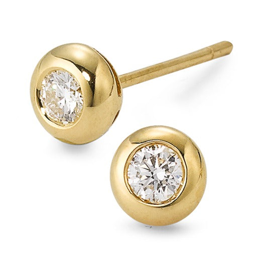Fülbevaló 750/18 K sárga arany Gyémánt 0.25 ct, 2 Kövek, w-si Ø5 mm