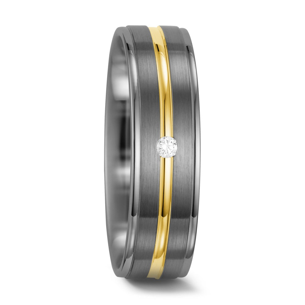 Partnergyűrű 500 palládium, 585/14 K sárga arany Gyémánt Fehér, 0.025 ct, w-si