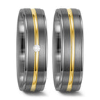 Partnergyűrű 500 palládium, 585/14 K sárga arany Gyémánt Fehér, 0.025 ct, w-si