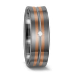 Partnergyűrű 500 palládium, 585/14 K vörös arany Gyémánt Fehér, 0.02 ct, w-si