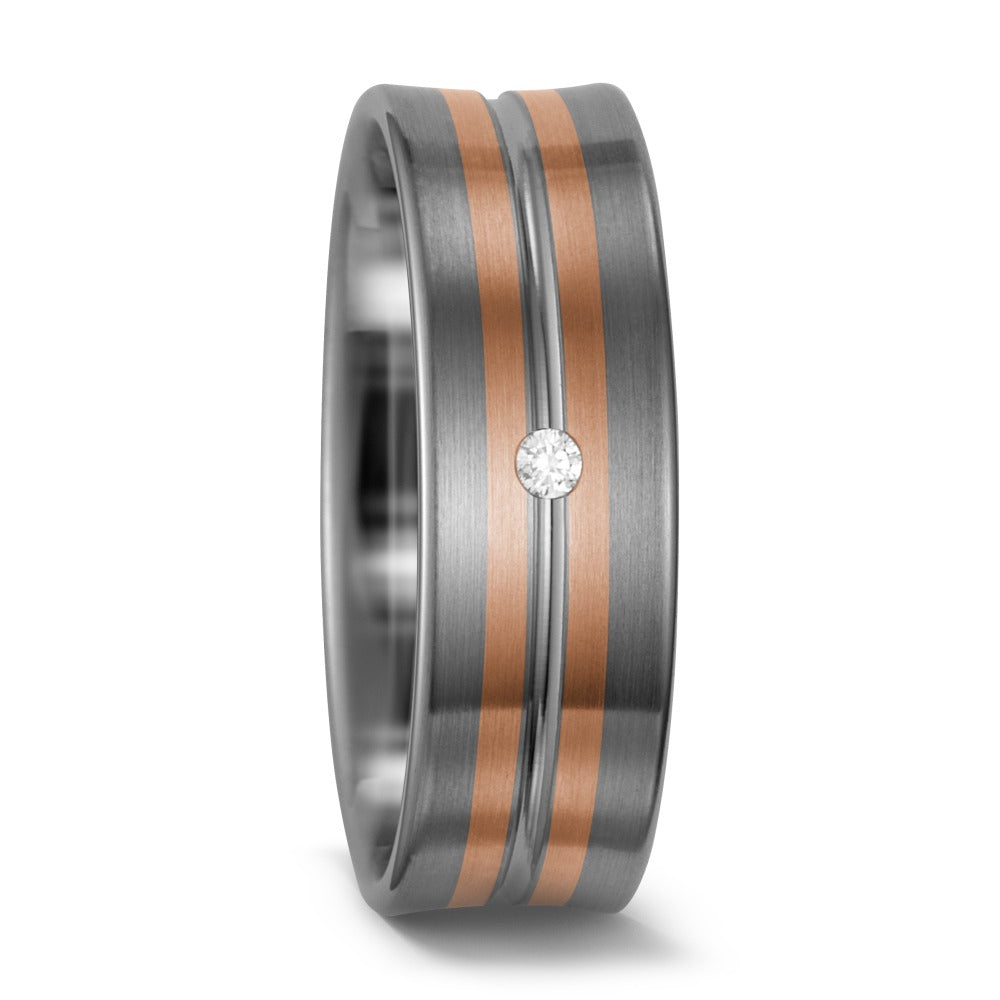 Partnergyűrű 500 palládium, 585/14 K vörös arany Gyémánt Fehér, 0.02 ct, w-si