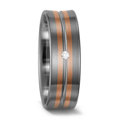Partnergyűrű 500 palládium, 585/14 K vörös arany Gyémánt Fehér, 0.02 ct, w-si