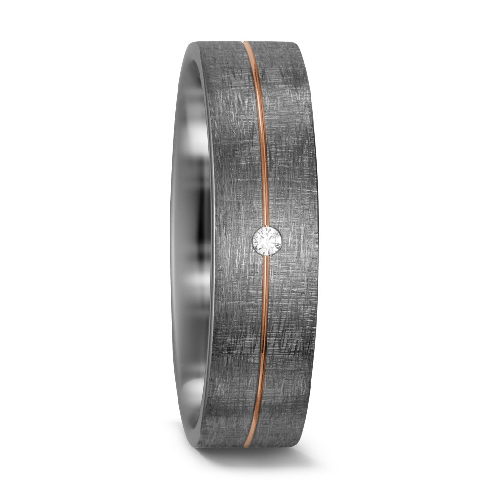 Partnergyűrű 500 palládium, 585/14 K vörös arany Gyémánt Fehér, 0.015 ct, w-si