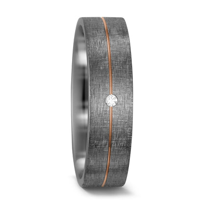 Partnergyűrű 500 palládium, 585/14 K vörös arany Gyémánt Fehér, 0.015 ct, w-si
