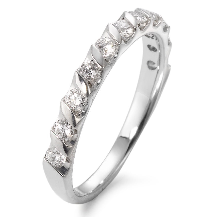 Memória gyűrű 750/18 K fehér arany Gyémánt Fehér, 0.40 ct, 11 Kövek, w-si