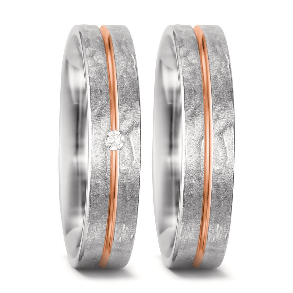 Partnergyűrű 750/18 K fehér arany, 750/18 K vörös arany Gyémánt Fehér, 0.02 ct, tw-si