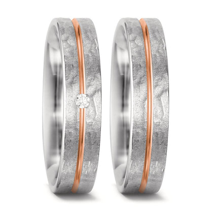 Partnergyűrű 750/18 K fehér arany, 750/18 K vörös arany Gyémánt Fehér, 0.02 ct, tw-si