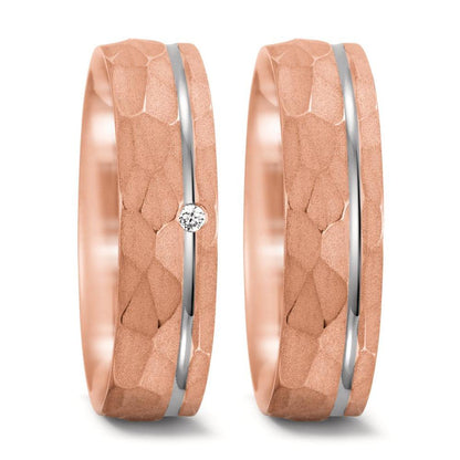 Partnergyűrű 750/18 K rozé arany, 750/18 K fehér arany Gyémánt 0.02 ct, tw-si