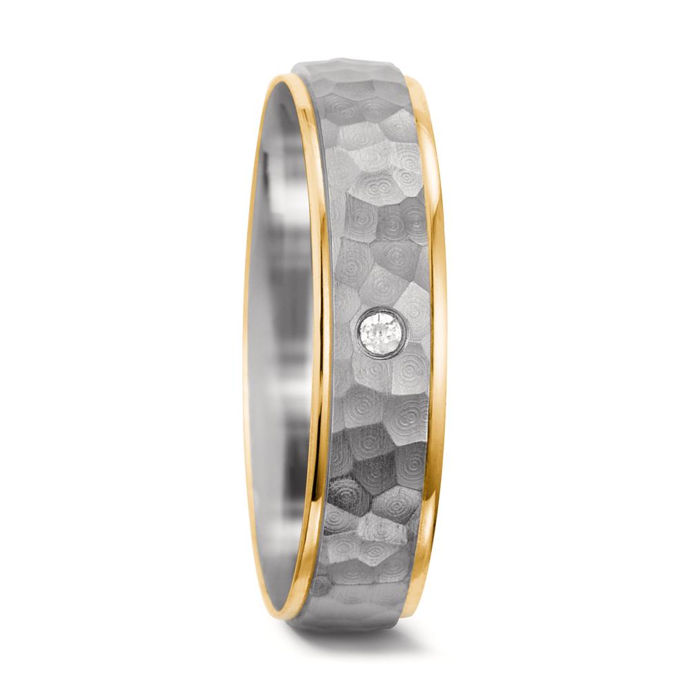 Partnergyűrű 750/18 K fehér arany, 750/18 K sárga arany Gyémánt 0.02 ct, tw-si