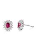 Fülbevaló 750/18 K fehér arany Gyémánt 0.22 ct, 54 Kövek, Briliáns, w-si, Rubin 2 Kövek