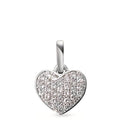 Medál 750/18 K fehér arany Gyémánt Fehér, 0.25 ct, 31 Kövek, Briliáns, w-si Szív Ø10 mm