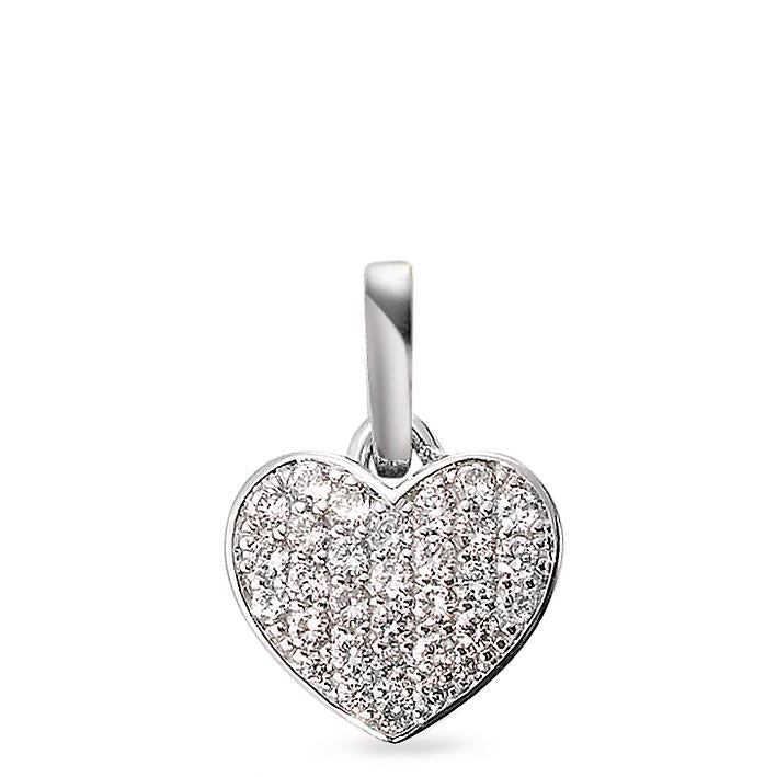 Medál 750/18 K fehér arany Gyémánt Fehér, 0.25 ct, 31 Kövek, Briliáns, w-si Szív Ø10 mm
