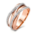 Gyűrű 750/18 K vörös arany, 750/18 K fehér arany Gyémánt Fehér, 0.18 ct, 44 Kövek, Briliáns, w-si