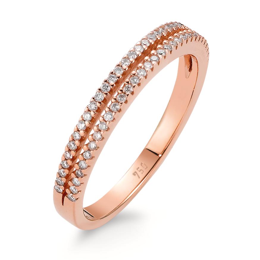 Gyűrű 750/18 K rozé arany Gyémánt Fehér, 0.19 ct, 62 Kövek, Briliáns, w-si
