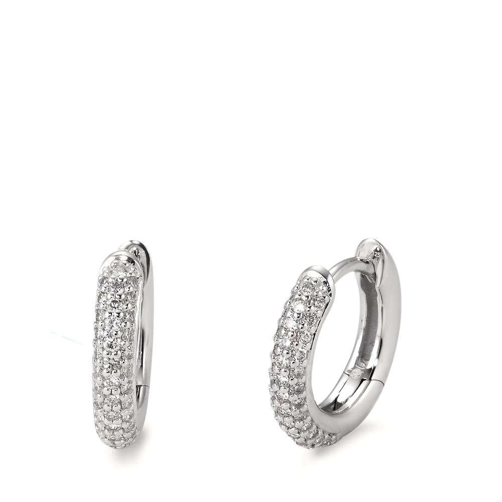 Patentzáras karika fülbevalók 750/18 K fehér arany Gyémánt Fehér, 0.25 ct, 74 Kövek, Briliáns, tw-vsi