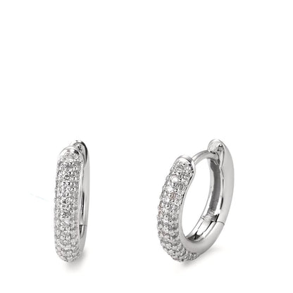 Patentzáras karika fülbevalók 750/18 K fehér arany Gyémánt Fehér, 0.25 ct, 74 Kövek, Briliáns, tw-vsi
