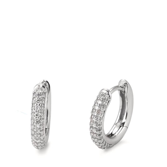 Patentzáras karika fülbevalók 750/18 K fehér arany Gyémánt Fehér, 0.25 ct, 74 Kövek, Briliáns, tw-vsi