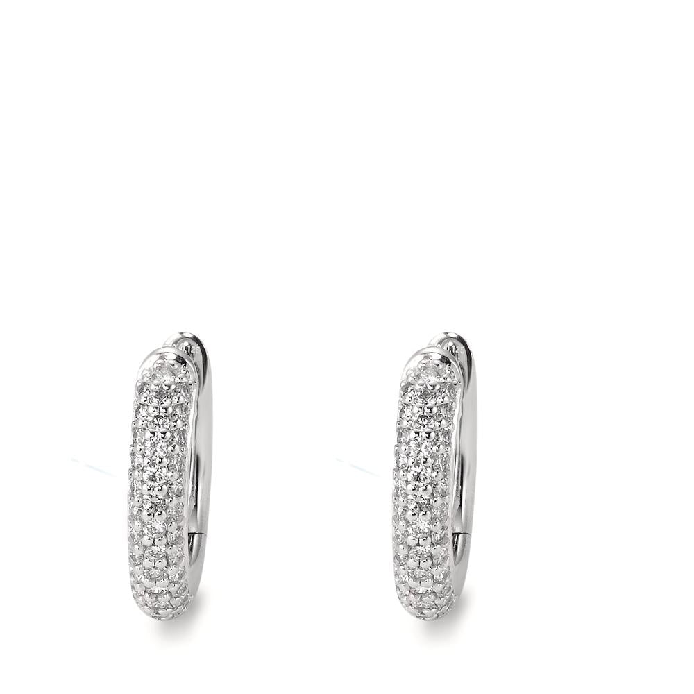 Patentzáras karika fülbevalók 750/18 K fehér arany Gyémánt Fehér, 0.25 ct, 74 Kövek, Briliáns, tw-vsi