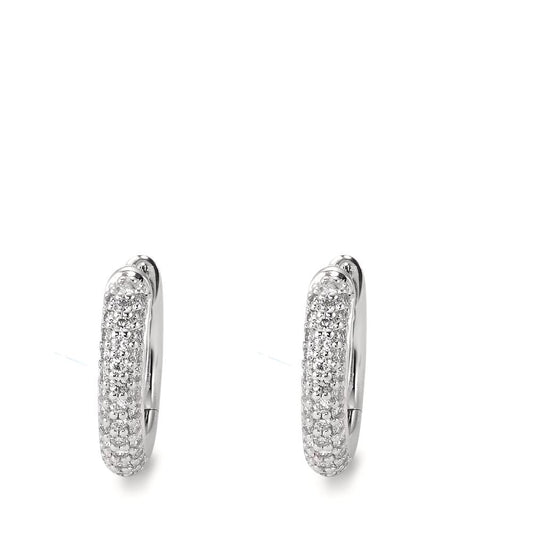 Patentzáras karika fülbevalók 750/18 K fehér arany Gyémánt Fehér, 0.25 ct, 74 Kövek, Briliáns, tw-vsi