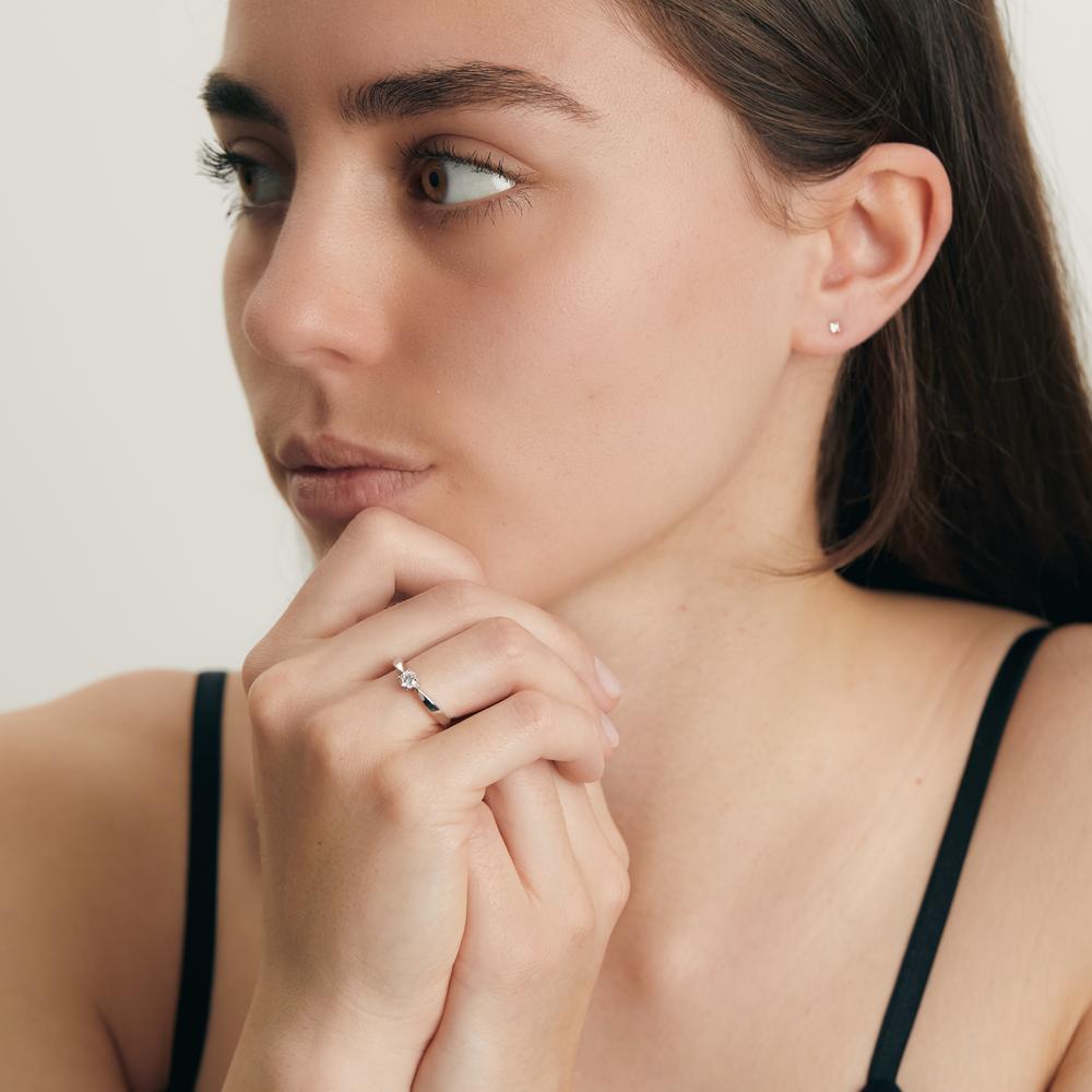 Szoliter gyűrű 750/18 K fehér arany Gyémánt Fehér, 0.20 ct, Briliáns, w-si