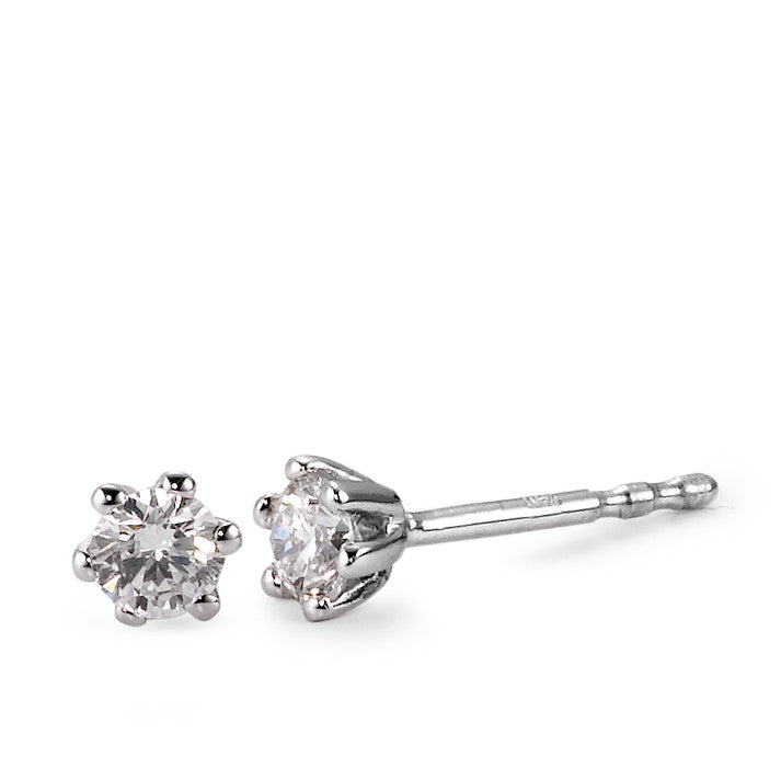 Fülbevaló 750/18 K fehér arany Gyémánt Fehér, 0.25 ct, 2 Kövek, Briliáns, w-si Ø4 mm