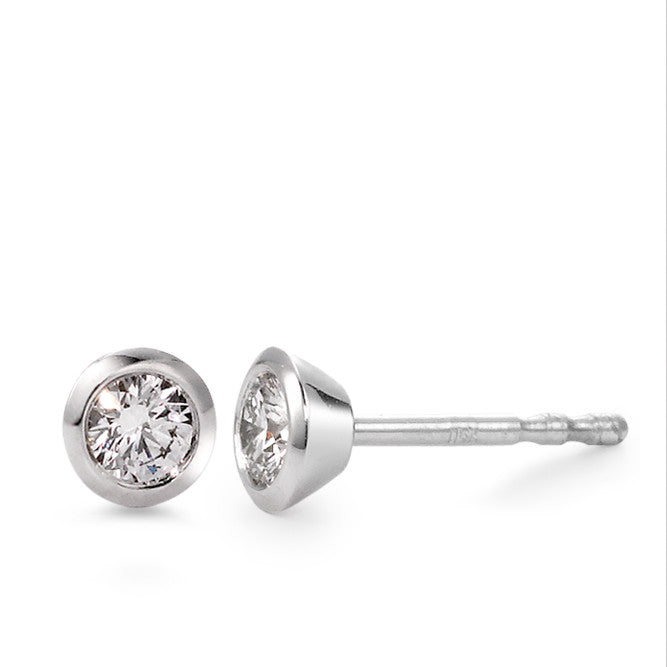 Fülbevaló 750/18 K fehér arany Gyémánt Fehér, 0.10 ct, 2 Kövek, Briliáns, w-si Ø4 mm