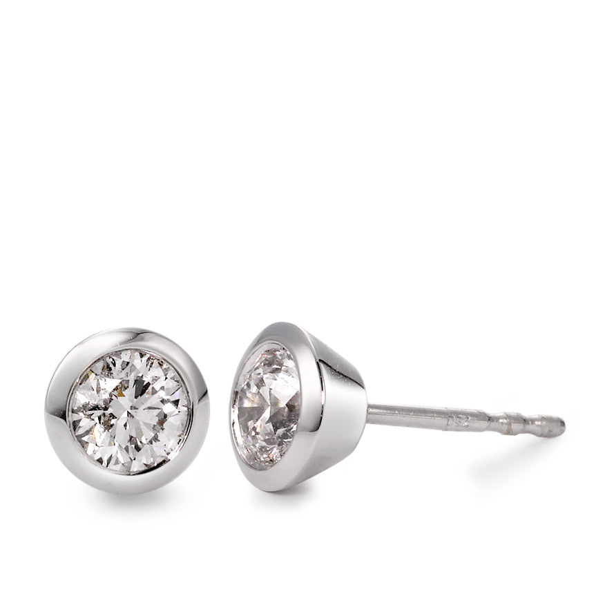 Fülbevaló 750/18 K fehér arany Gyémánt Fehér, 0.50 ct, 2 Kövek, Briliáns, w-si Ø5.5 mm