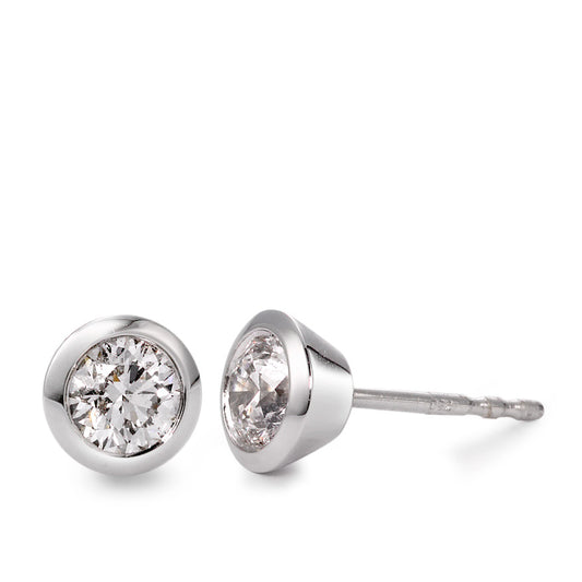 Fülbevaló 750/18 K fehér arany Gyémánt Fehér, 0.50 ct, 2 Kövek, Briliáns, w-si Ø5.5 mm