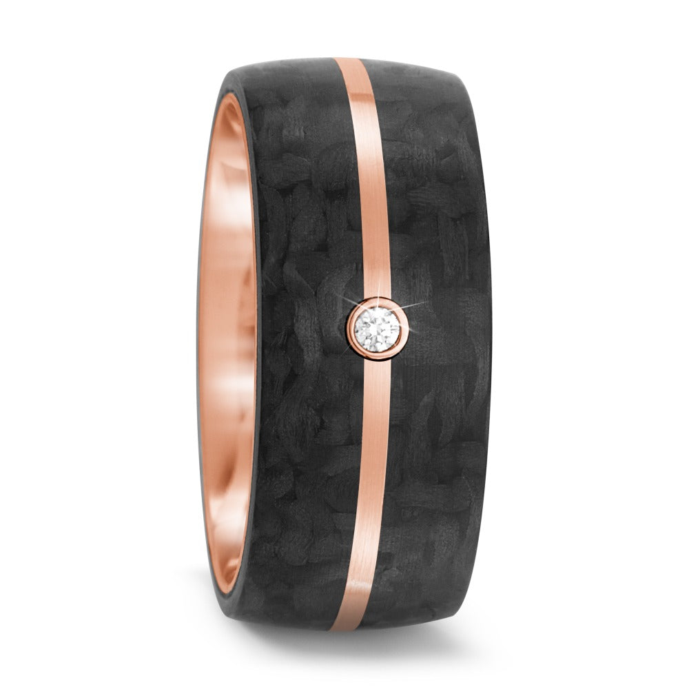 Partnergyűrű 585/14 K rozé arany, Szén Gyémánt 0.02 ct, tw-si
