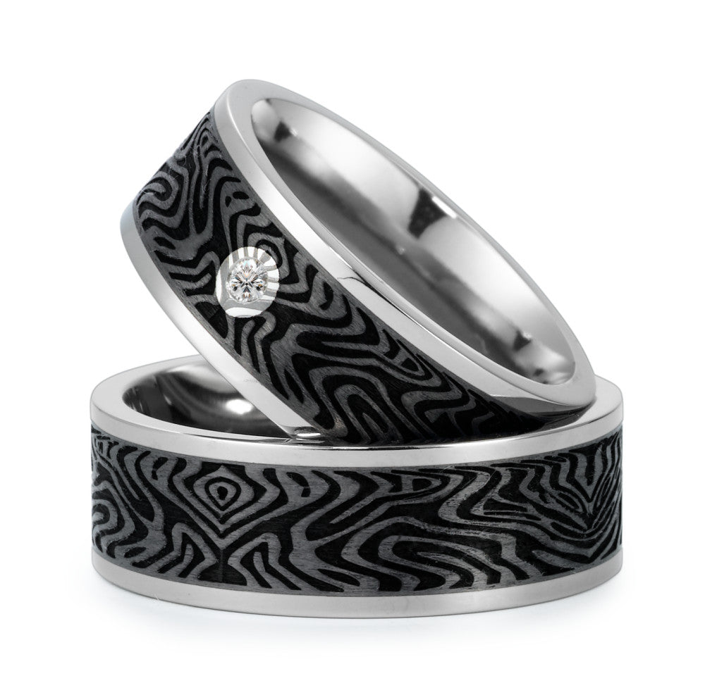 Partnergyűrű Titán, Szén Gyémánt 0.03 ct, w-si