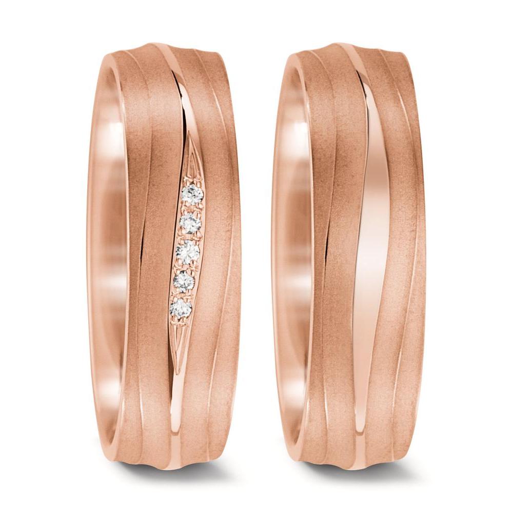 Partnergyűrű 750/18 K rozé arany Gyémánt 0.028 ct, 5 Kövek, tw-vsi