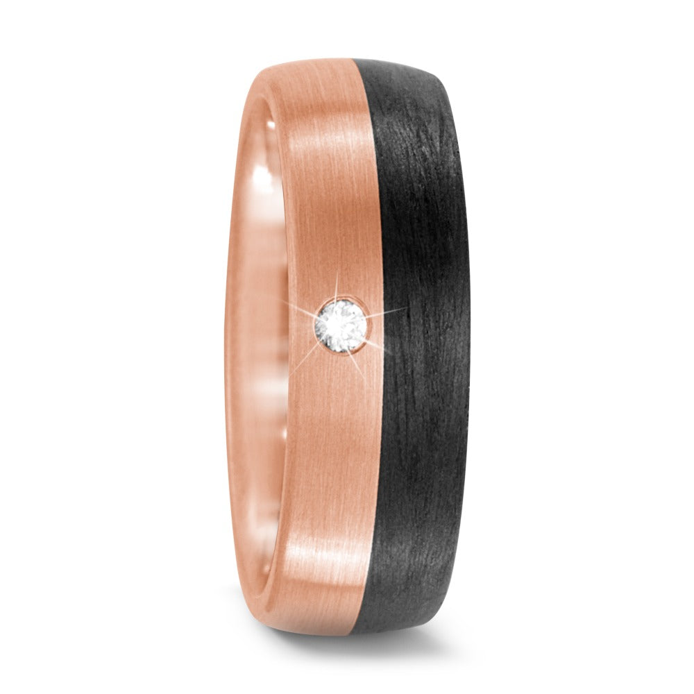 Gyűrű 750/18 K vörös arany, Szén Gyémánt 0.03 ct, w-si