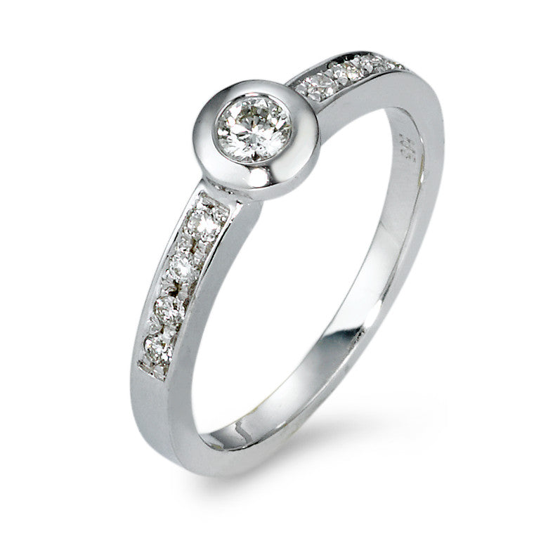 Szoliter gyűrű 585/14 K fehér arany Gyémánt 0.25 ct, 9 Kövek, w-si