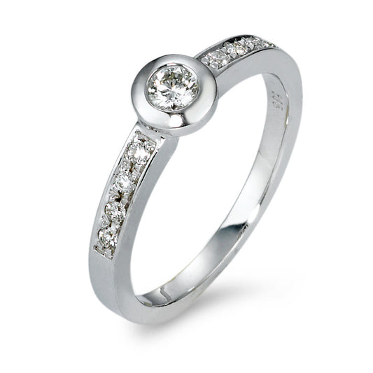 Szoliter gyűrű 585/14 K fehér arany Gyémánt 0.25 ct, 9 Kövek, w-si