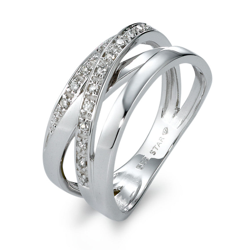 Gyűrű 585/14 K fehér arany Gyémánt 0.10 ct, 17 Kövek, w-si