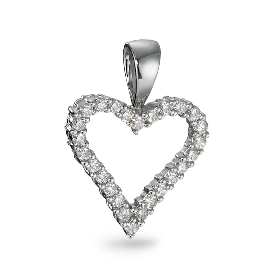 Medál 750/18 K fehér arany Gyémánt 0.31 ct, 26 Kövek, w-si Szív Ø14 mm