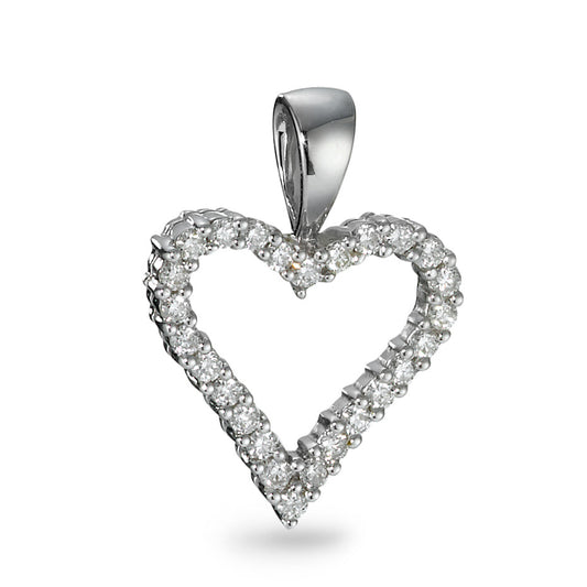 Medál 750/18 K fehér arany Gyémánt 0.31 ct, 26 Kövek, w-si Szív Ø14 mm