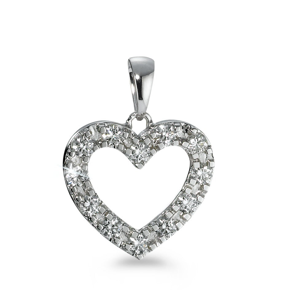 Medál 750/18 K fehér arany Gyémánt 0.60 ct, 12 Kövek, w-si Szív Ø17 mm