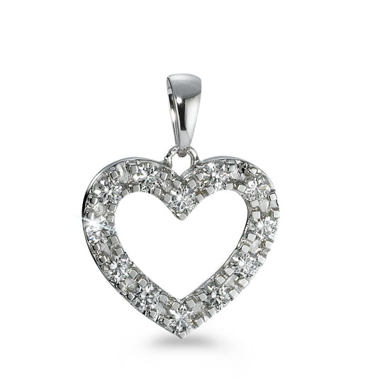 Medál 750/18 K fehér arany Gyémánt 0.60 ct, 12 Kövek, w-si Szív Ø17 mm