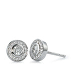 Fülbevaló 750/18 K fehér arany Gyémánt 0.39 ct, 34 Kövek, w-si Ø7 mm