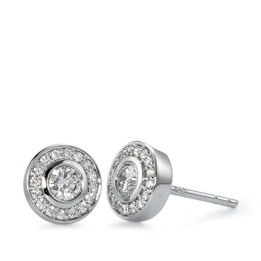 Fülbevaló 750/18 K fehér arany Gyémánt 0.39 ct, 34 Kövek, w-si Ø7 mm