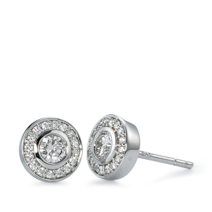 Fülbevaló 750/18 K fehér arany Gyémánt 0.39 ct, 34 Kövek, w-si Ø7 mm